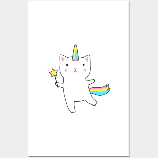 Cute Caticorn Unicorn Posters and Art